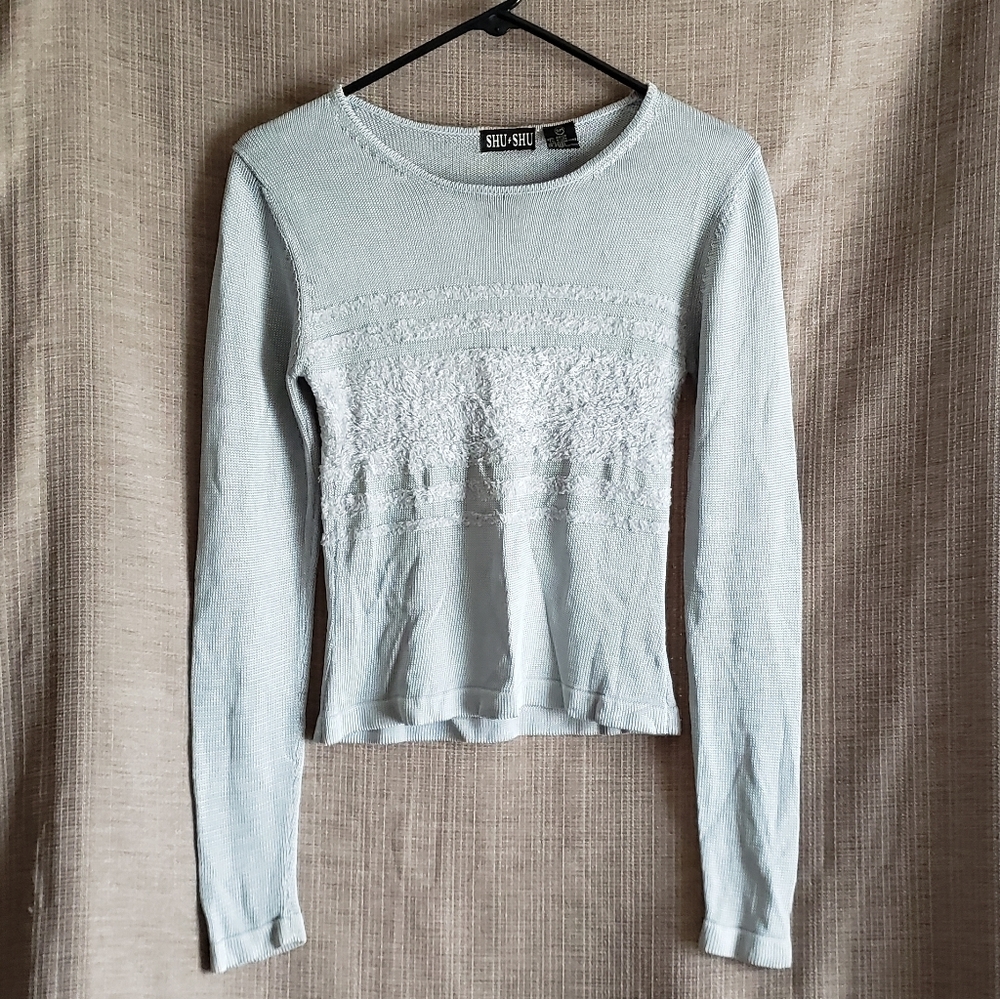 Shu Shu silver / grey mesh like top💥Chic💥